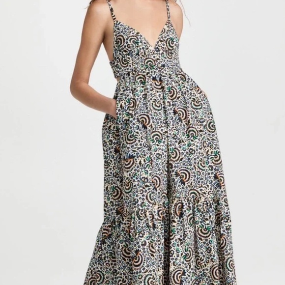 A.L.C. Rhodes Smocked Open Back Floral Maxi Dress - Picture 3 of 14